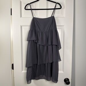 Free People Intimates Gray Tiered Semi-Sheer Slip Dress  size Large